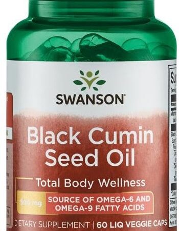Supplément huile de cumin noir Swanson, oméga, bien-être.