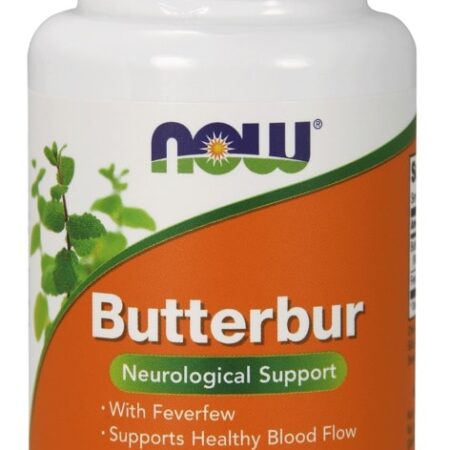 Flacon de capsules Butterbur pour soutien neurologique.