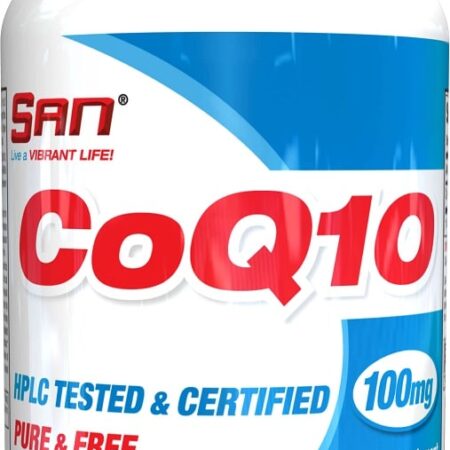 Pot de CoQ10, complément alimentaire, 100mg, 60 capsules.