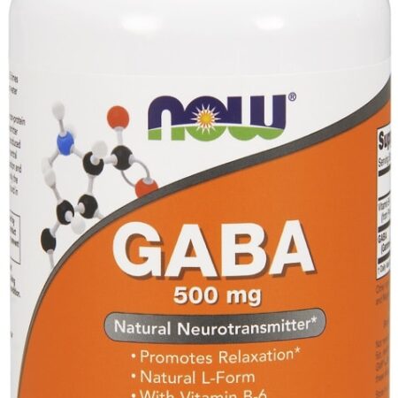 Bouteille de complément alimentaire GABA 500 mg.