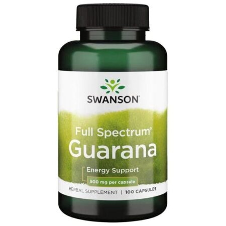 Flacon de supplément Guarana Swanson pour énergie.