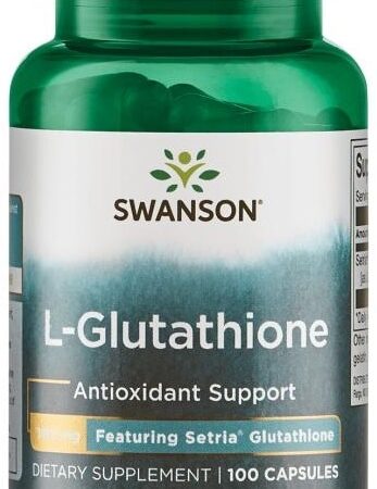 Flacon "Swanson L-Glutathione" complément alimentaire antioxydant.