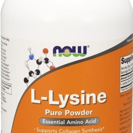Pot de poudre pure L-Lysine, complément alimentaire.