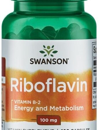 Bouteille de Riboflavine, vitamine B2, complément alimentaire Swanson.