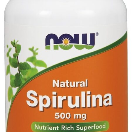 Bouteille de spiruline naturelle 500 mg, complément alimentaire.