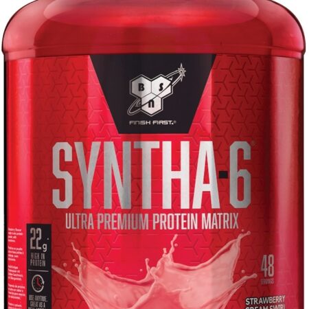 Pot de protéines Syntha-6 fraise.